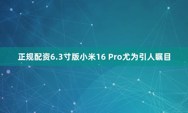 正规配资6.3寸版小米16 Pro尤为引人瞩目